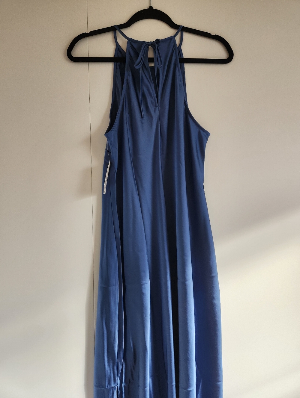 A New Day Blue Satin Maxi Dress XL Tie Back Slip Dress Elegant Minimalist NWT - Picture 7 of 9